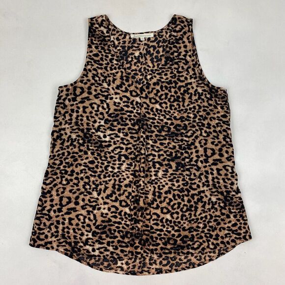 Daniel Rainn Brown Animal Print Sleeveless Blouse Chiffon V-Neck Tank Size M - Picture 2 of 8